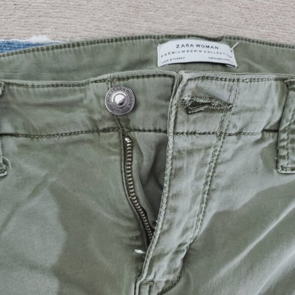 ZARA- Soft Sage Green Cargo Skinny Fit Pants with Zip Ankle - Picture 10 of 15